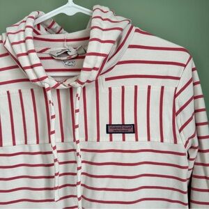 Vineyard Vines Women's Off White & Pink Striped Hoodie Sweatshirt
